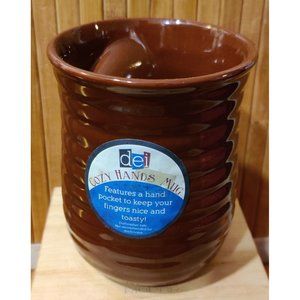 DEI Tall Solid Brown Cozy Hand Warmer Mug / Cup 5x3.75" New